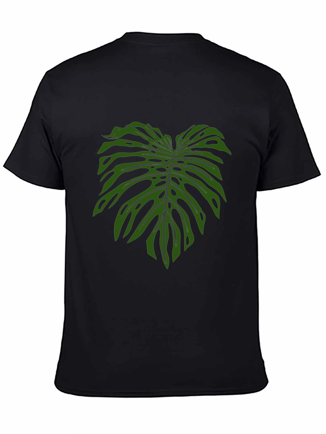 Tropical Monstera Leaf Print Black T-Shirt