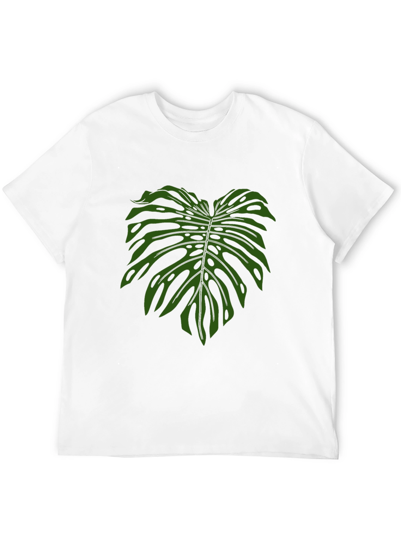 Tropical Monstera Leaf Print Black T-Shirt