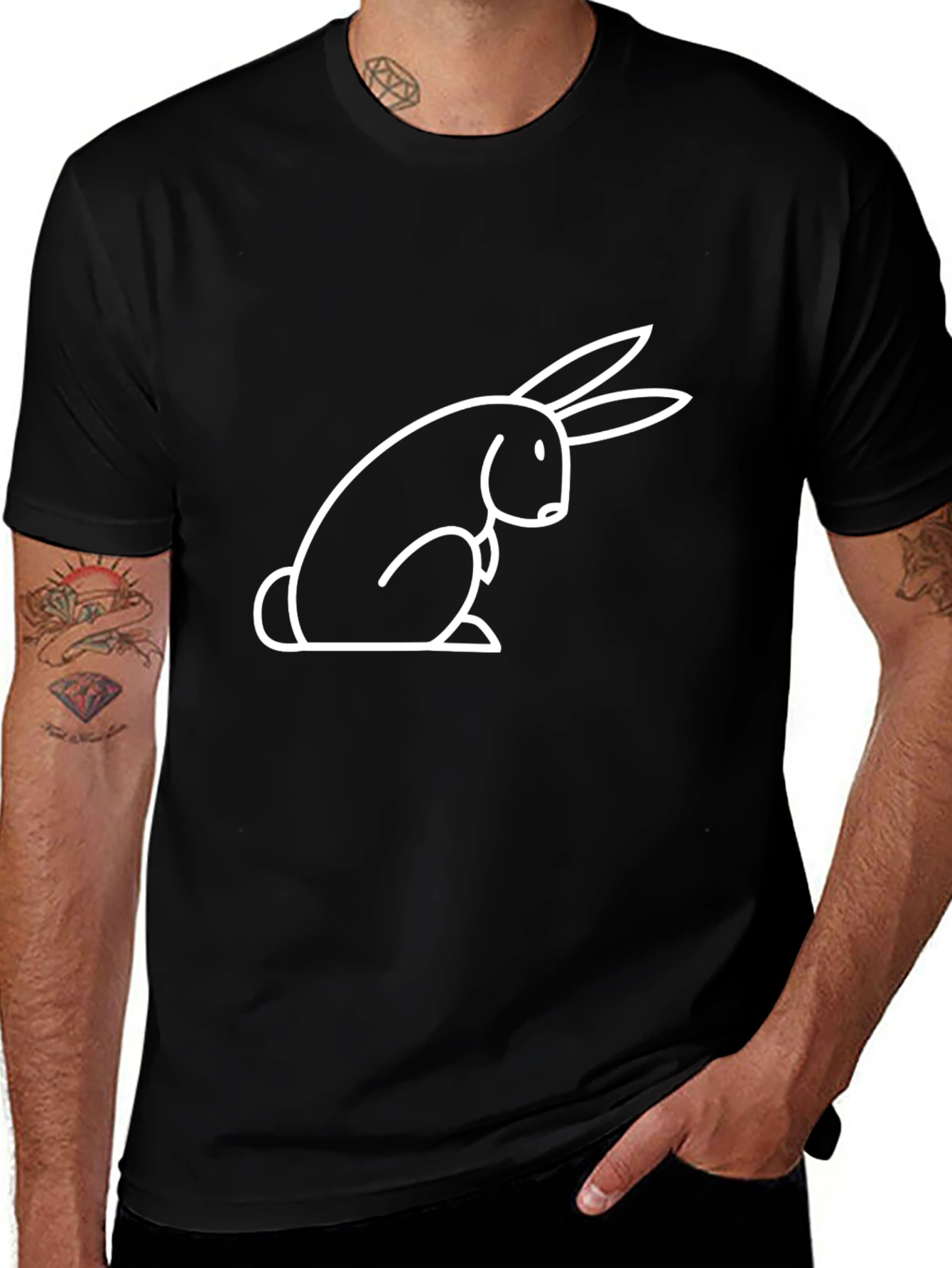 Modern Rabbit Graphic Tee - Unisex Black T-Shirt