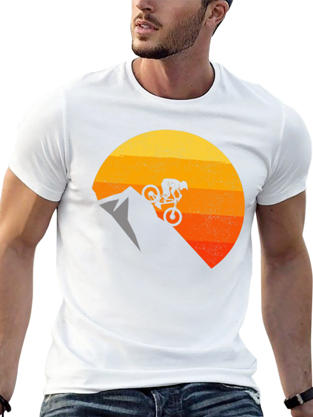 Mountain Biker Sunset Graphic T-Shirt