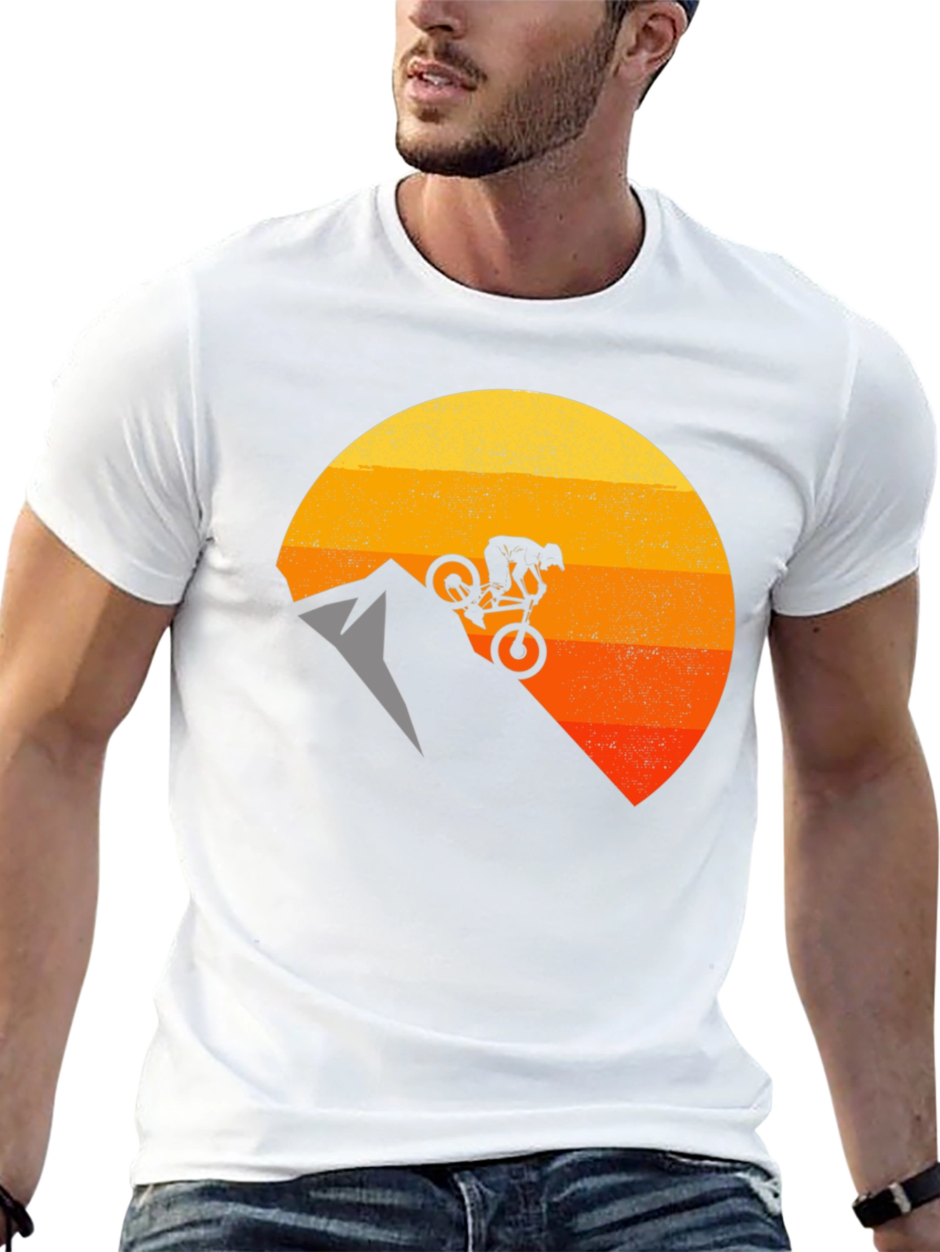 Mountain Biker Sunset Graphic T-Shirt