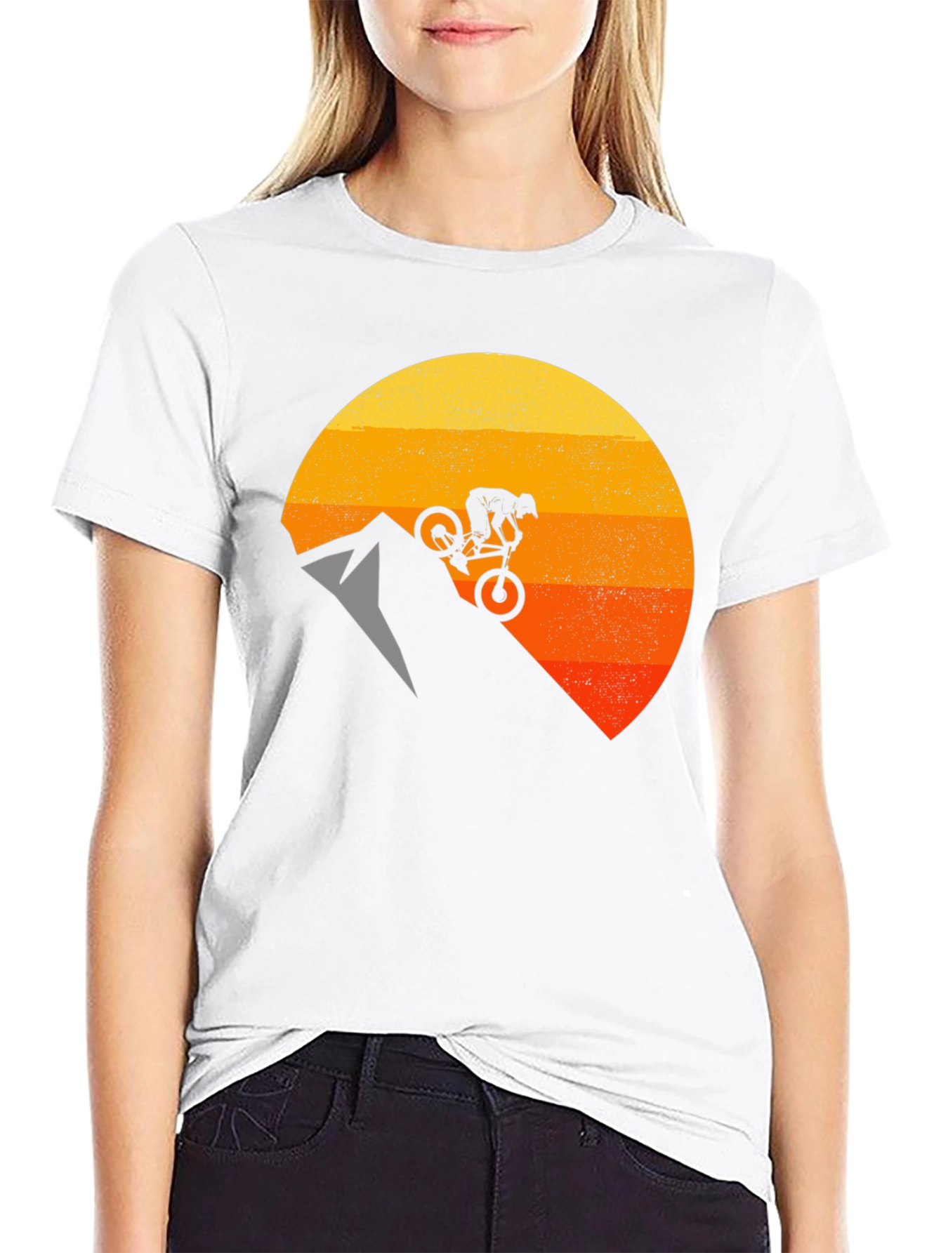 Mountain Biker Sunset Graphic T-Shirt
