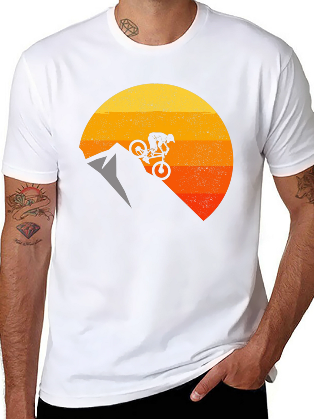 Mountain Biker Sunset Graphic T-Shirt