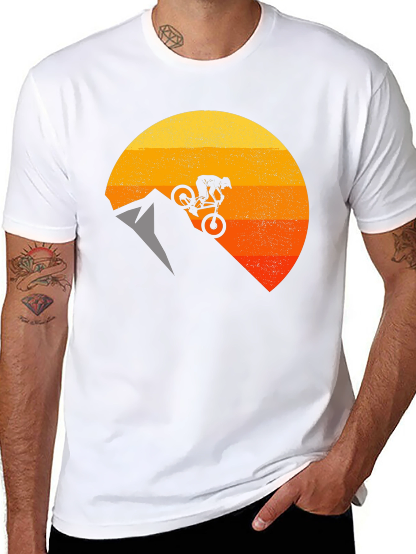 Mountain Biker Sunset Graphic T-Shirt