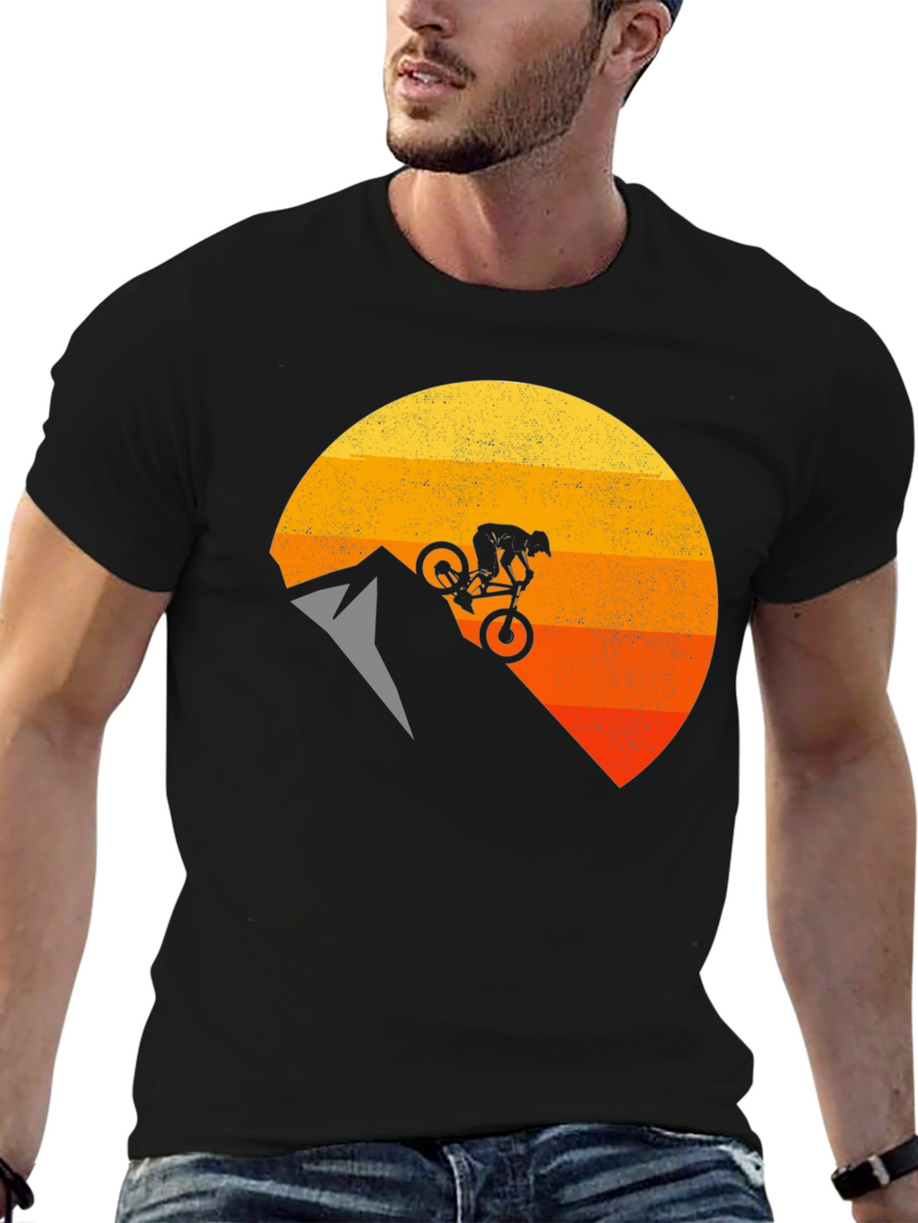 Mountain Biker Sunset Graphic T-Shirt
