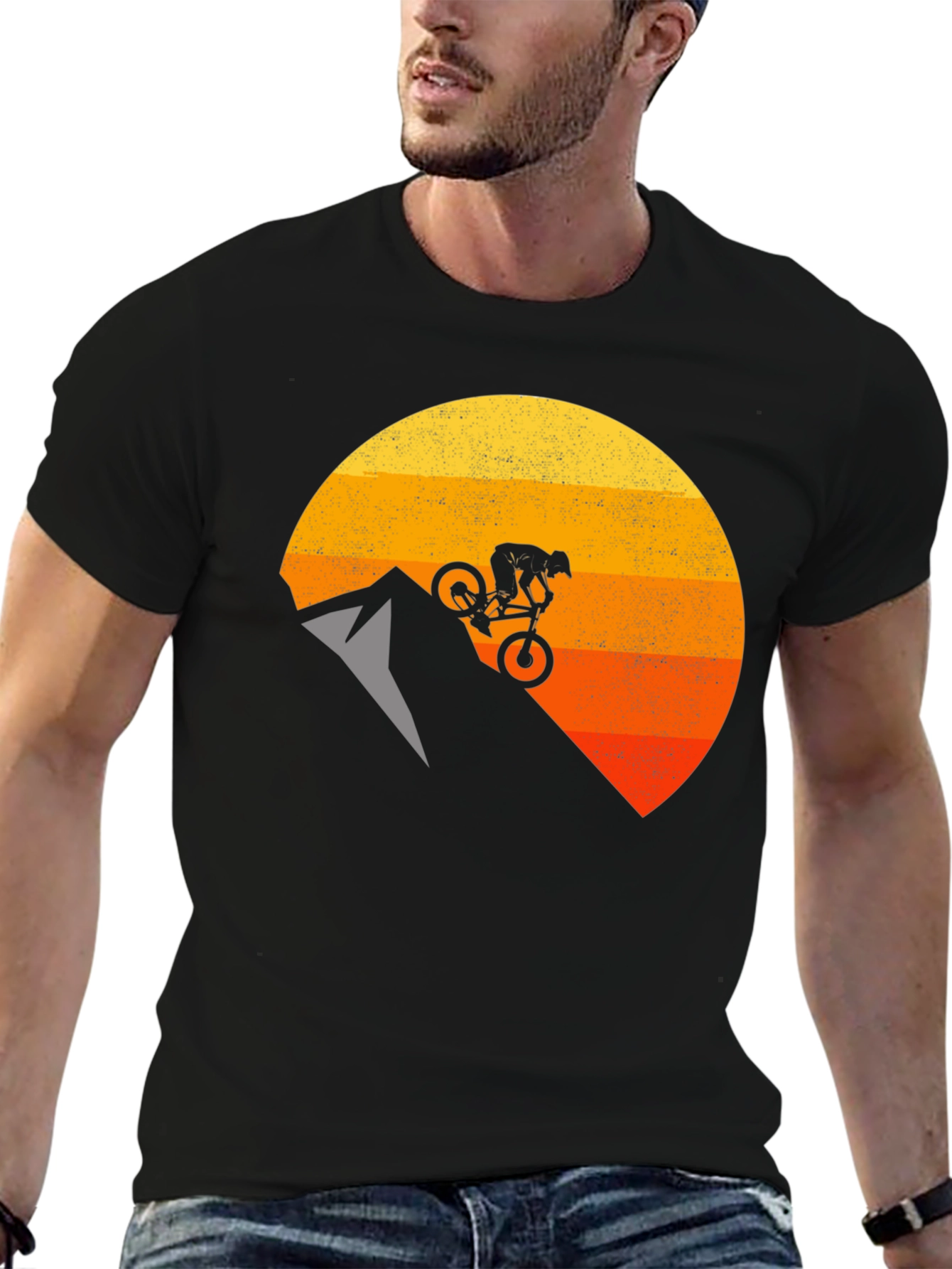 Mountain Biker Sunset Graphic T-Shirt