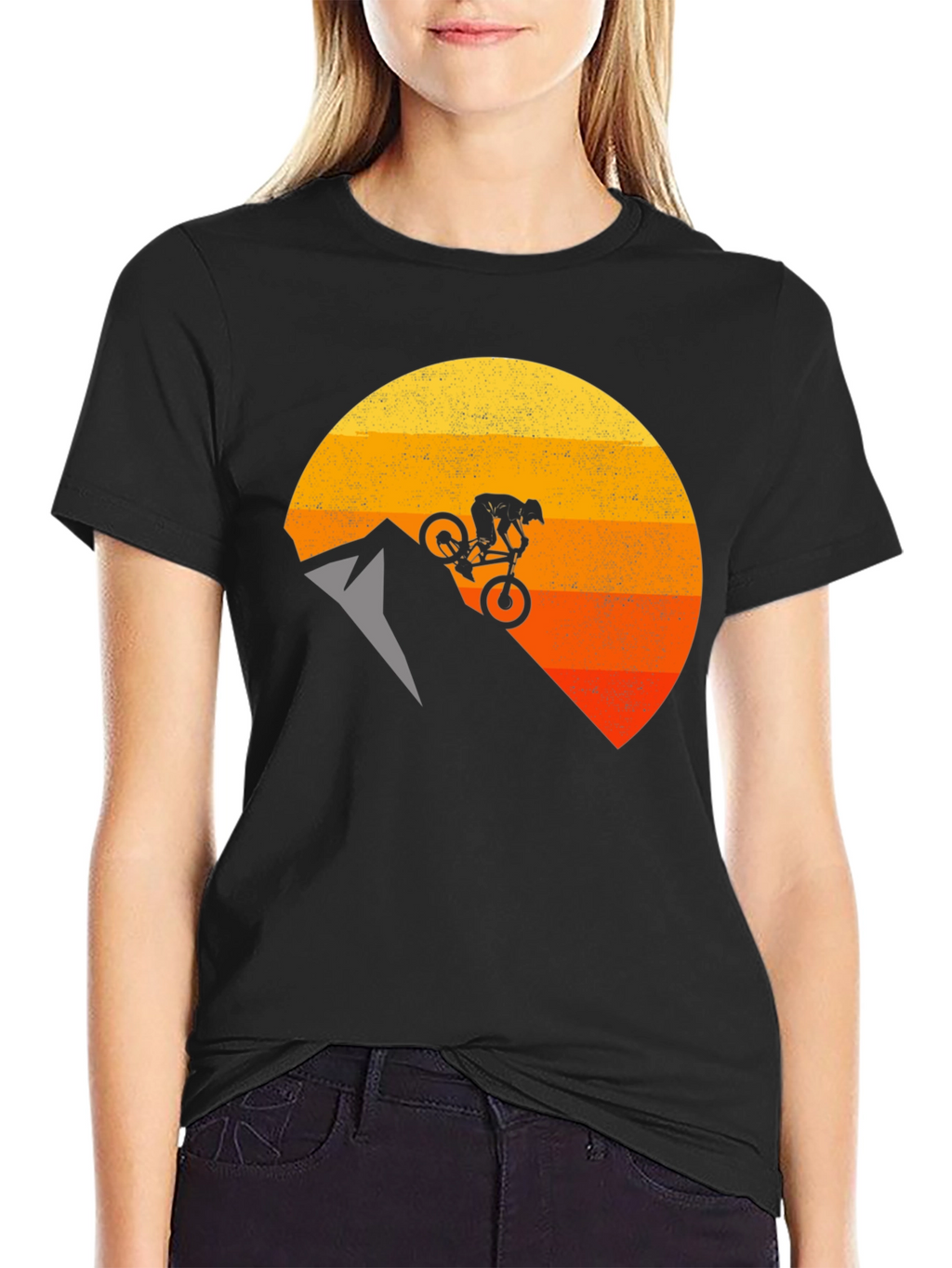 Mountain Biker Sunset Graphic T-Shirt
