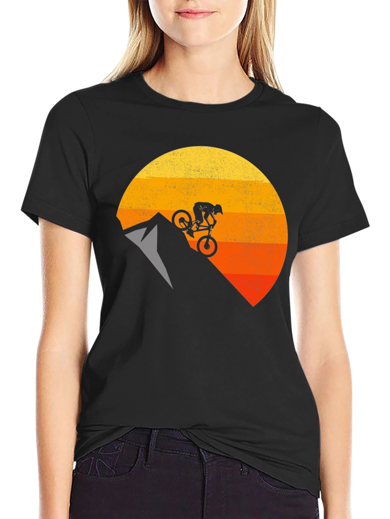 Mountain Biker Sunset Graphic T-Shirt