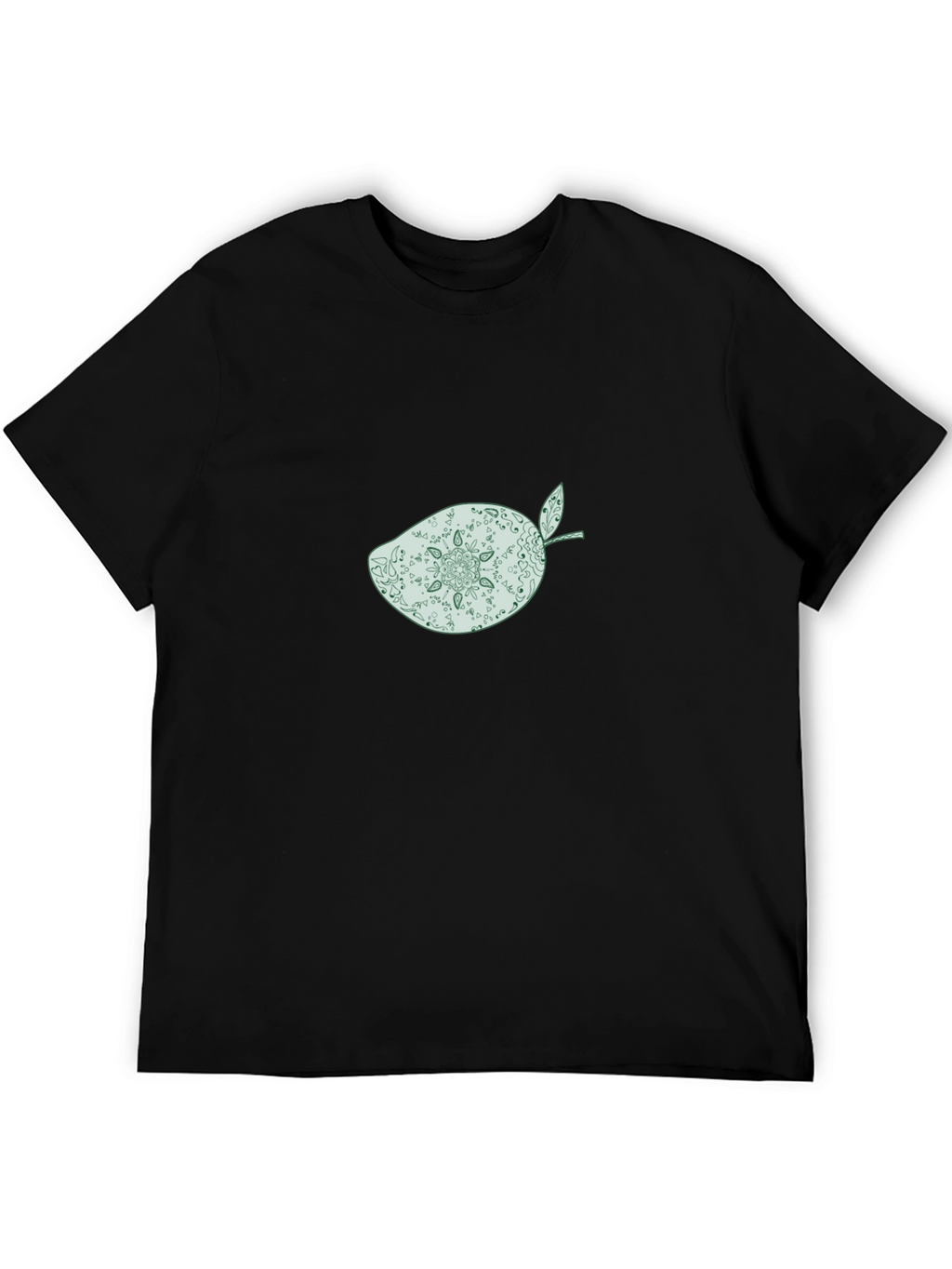 Black T-Shirt with Mango Mandala Graphic