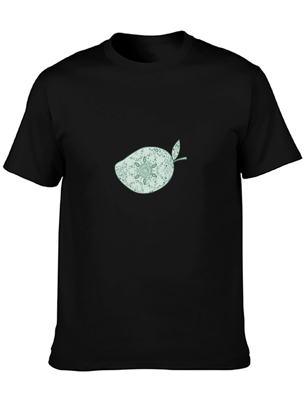 Black T-Shirt with Mango Mandala Graphic