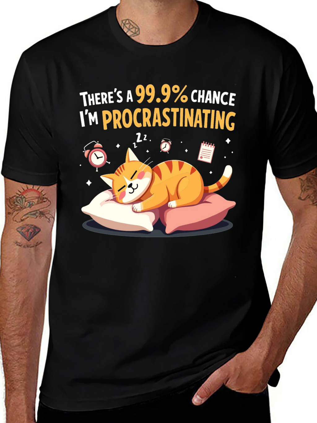 Procrastinating Cat Graphic T-Shirt