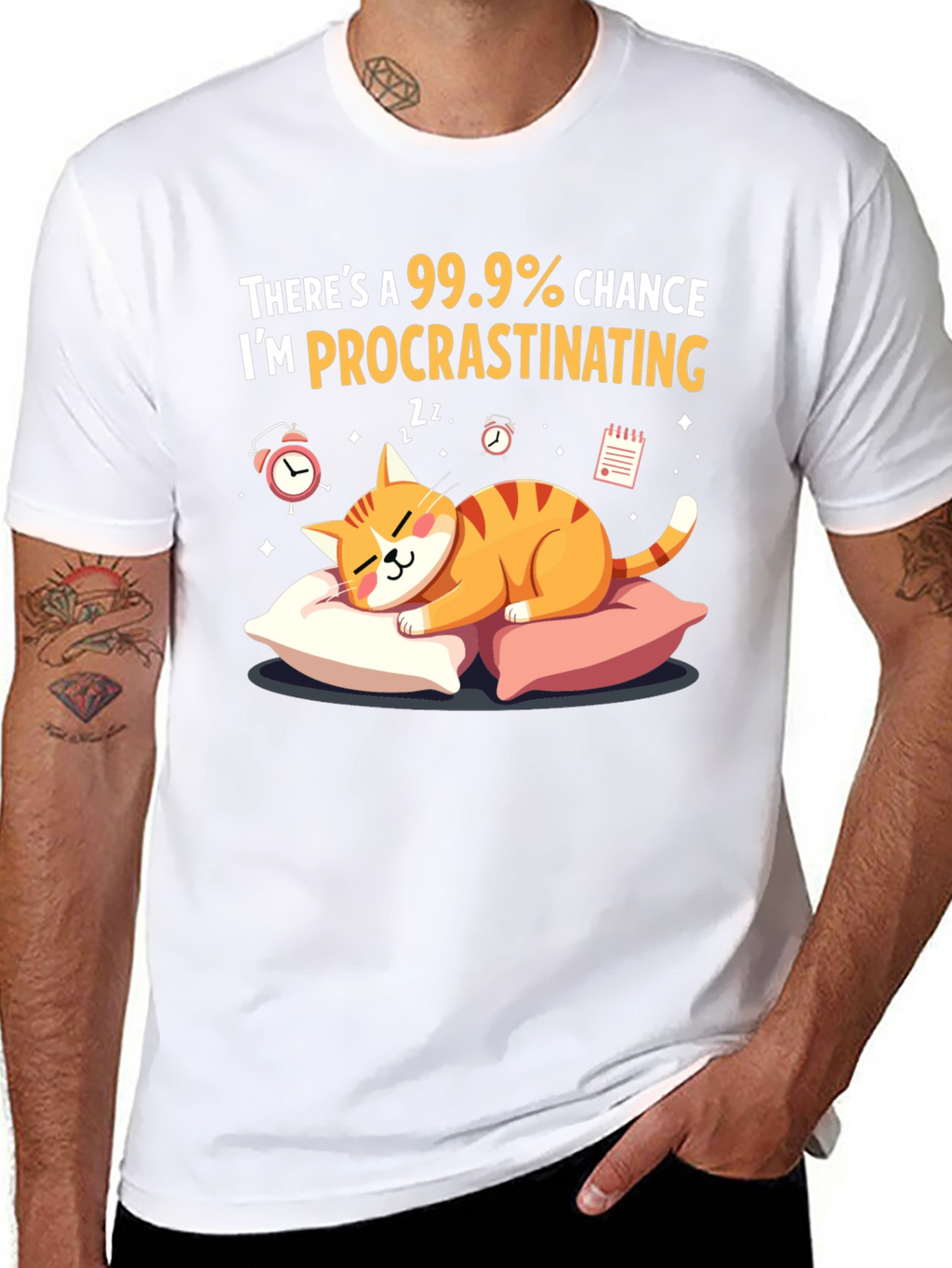 Procrastinating Cat Graphic T-Shirt
