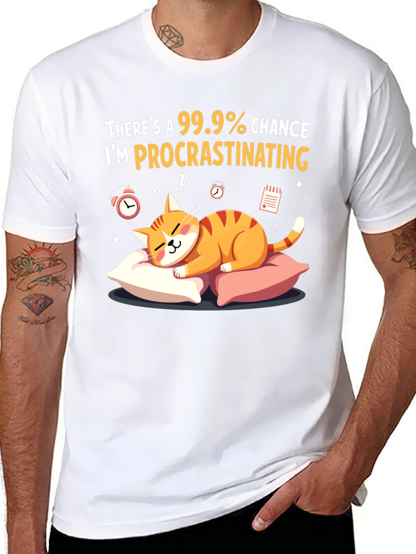 Procrastinating Cat Graphic T-Shirt