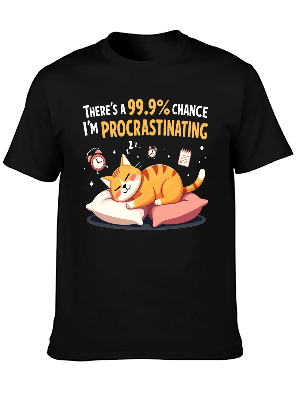 Procrastinating Cat Graphic T-Shirt