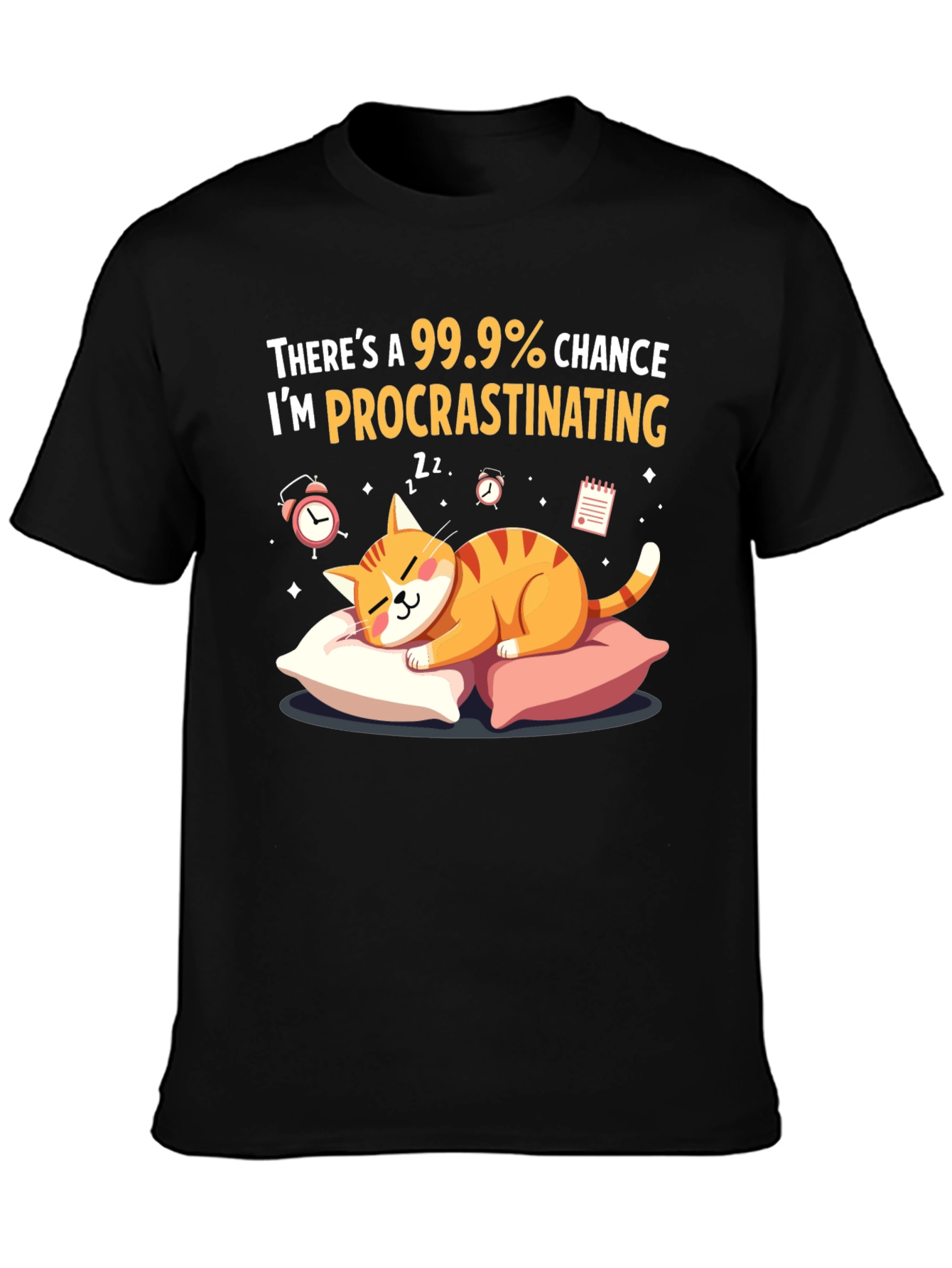 Procrastinating Cat Graphic T-Shirt