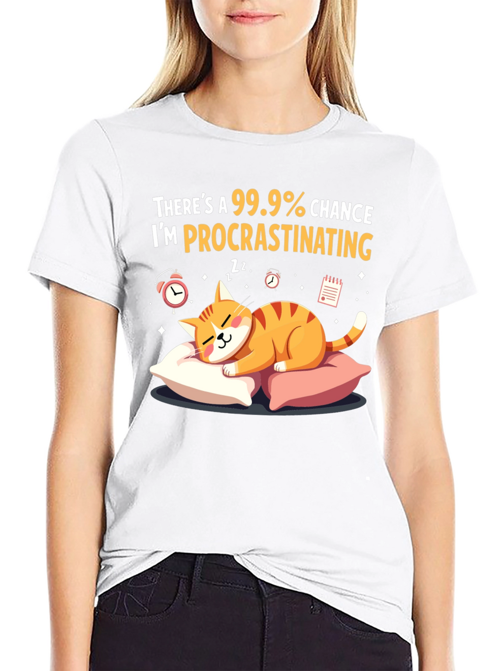 Procrastinating Cat Graphic T-Shirt