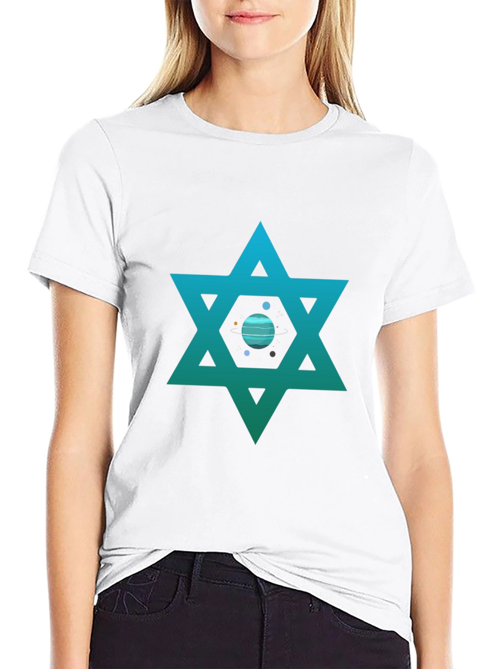 Star of David Planet Graphic T-Shirt