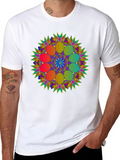 Geometric Mandala Design Black T-Shirt