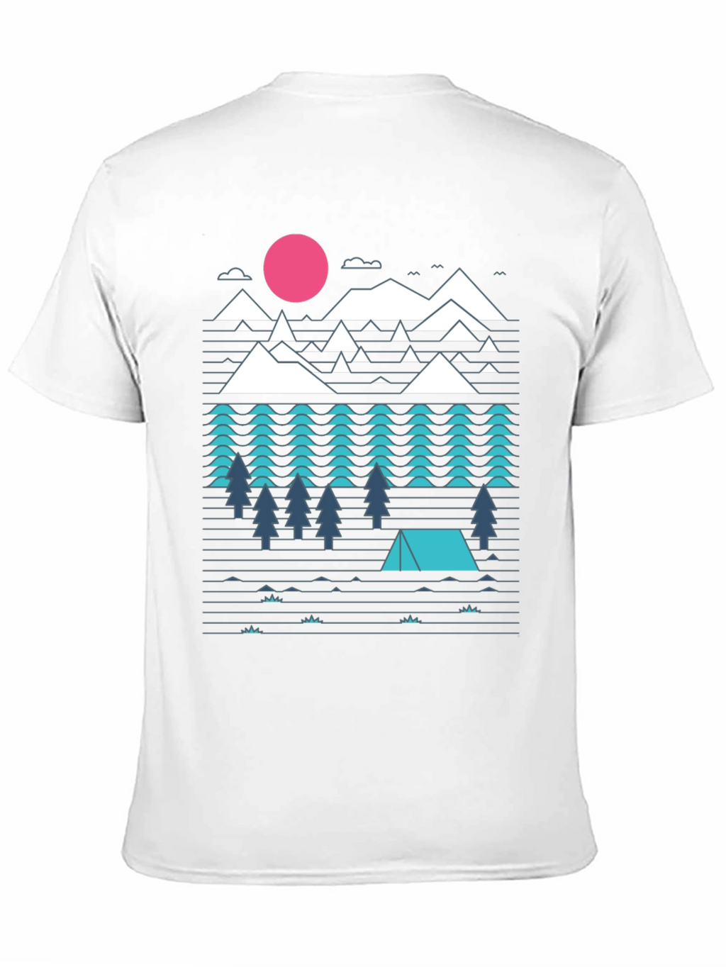 Geometric Mountain Camping Black Graphic Tee