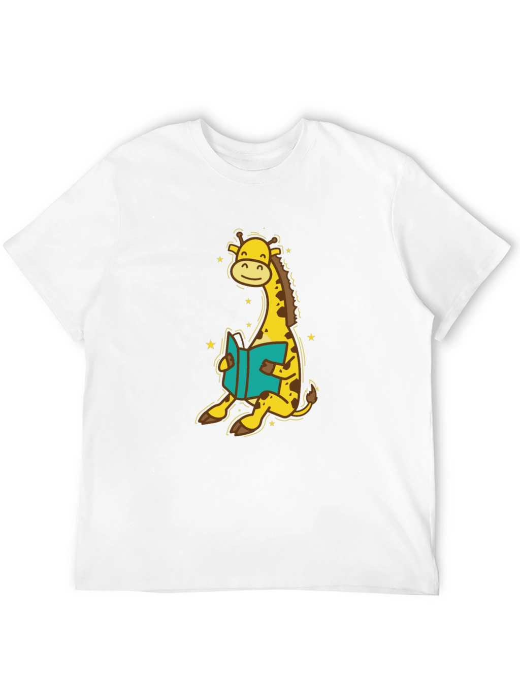 Giraffe Reading T-Shirt - Cute Cartoon Design