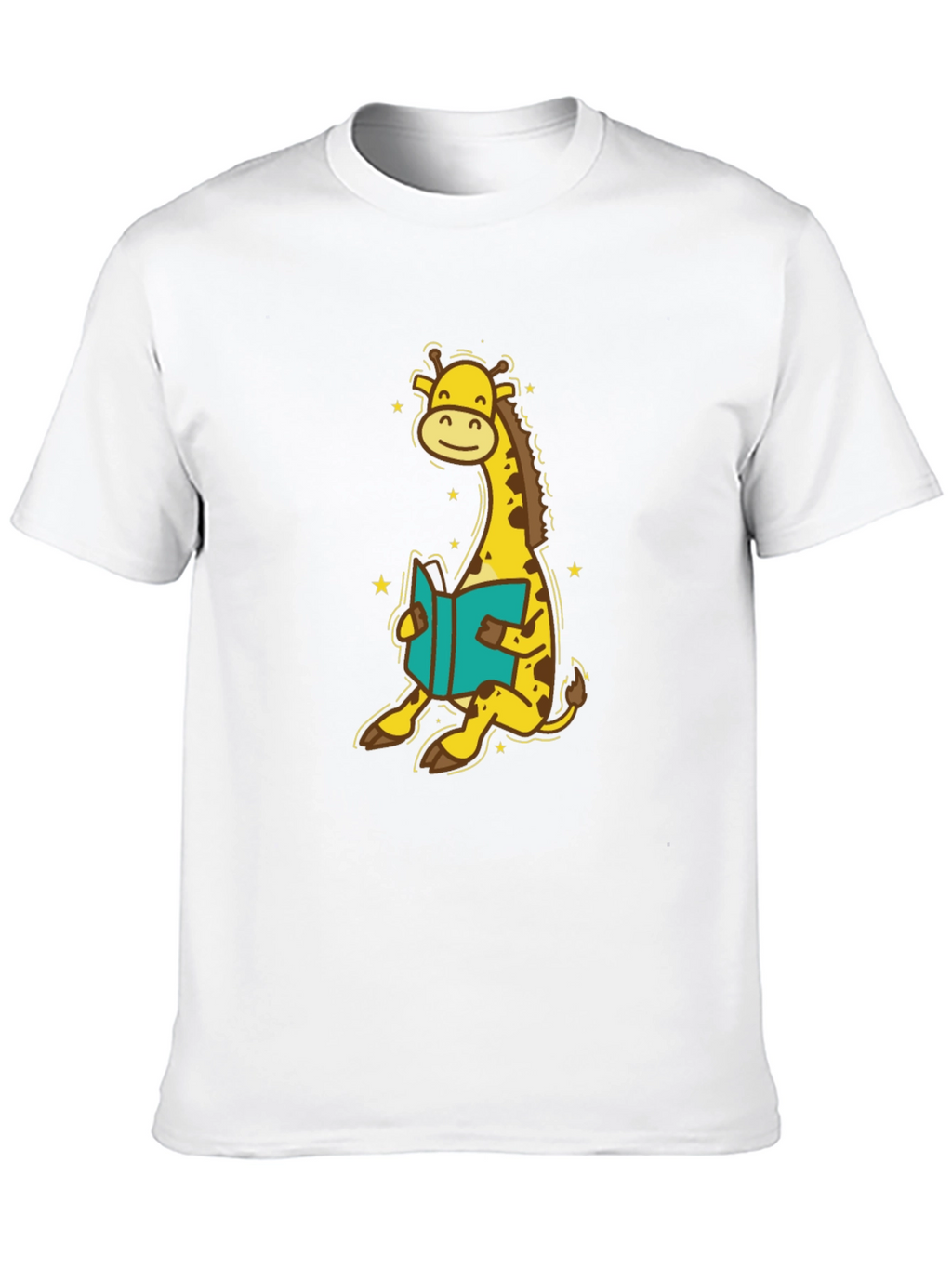 Giraffe Reading T-Shirt - Cute Cartoon Design