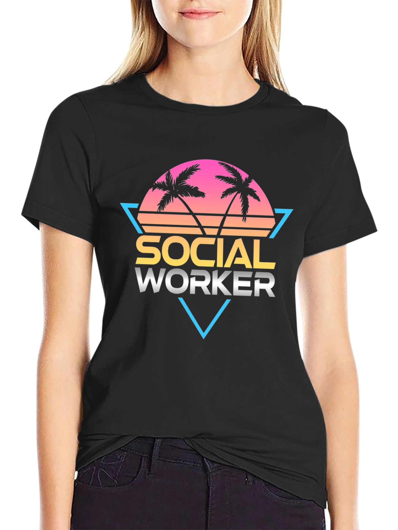 Social Worker Graphic Tee - Retro Palm Design