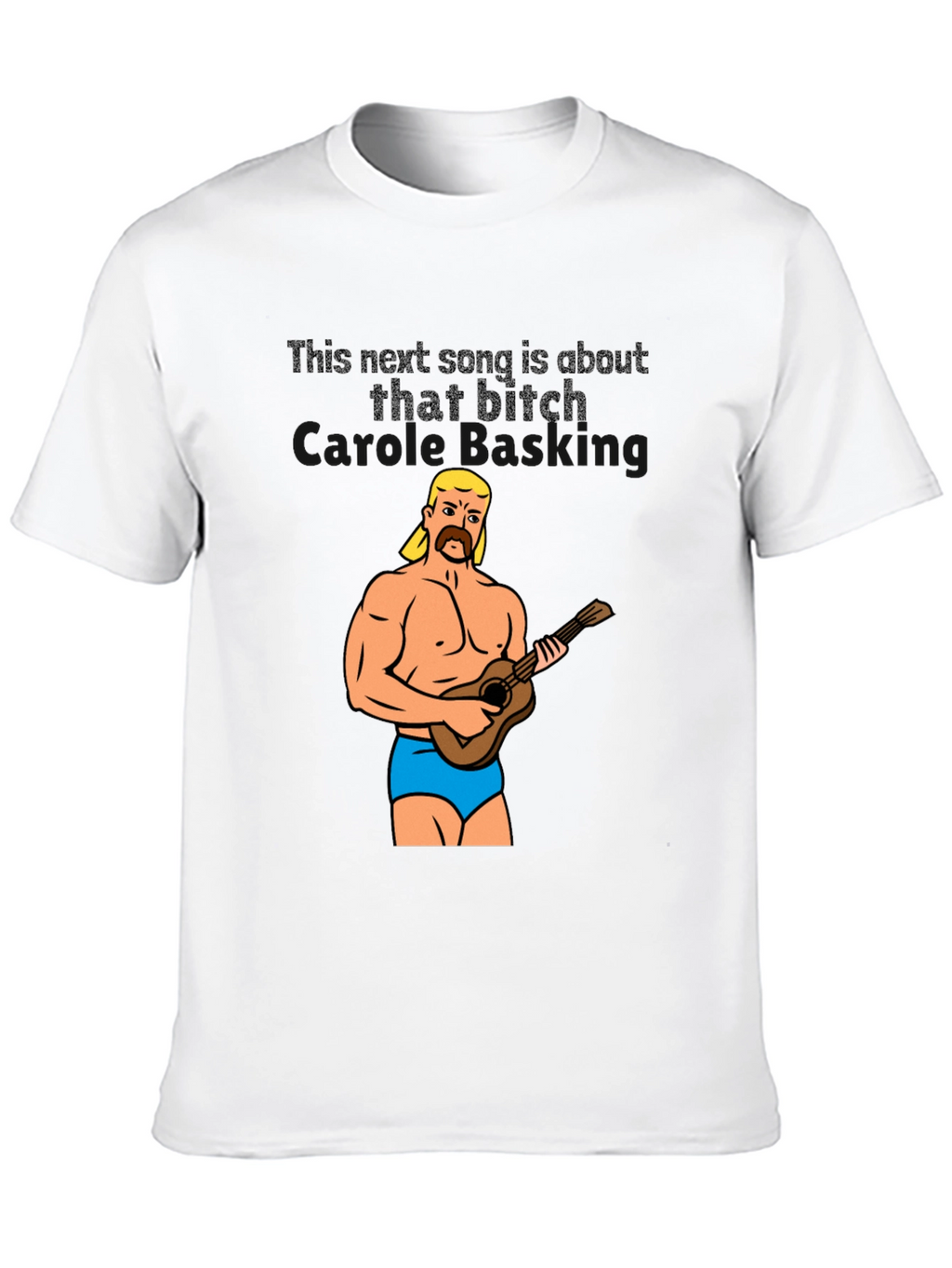 Funny Graphic Tee: Muscular Man & Ukulele
