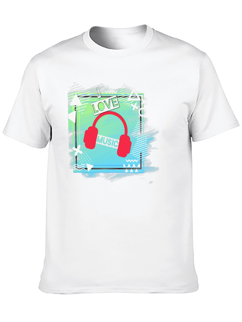 I Love Music Mens Black Graphic T-Shirt