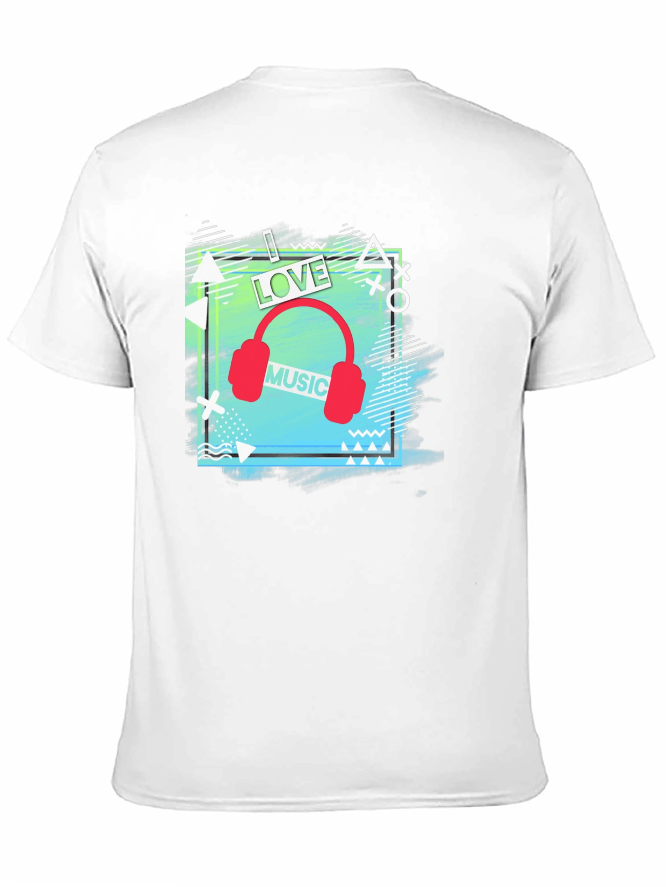 I Love Music Mens Black Graphic T-Shirt
