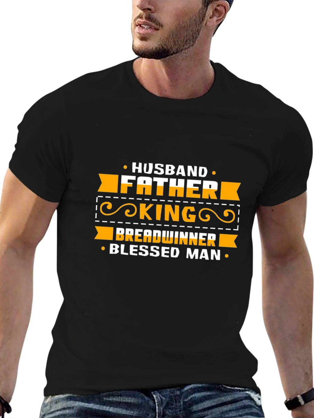 Husband Father King Blessed Man Graphic Tee