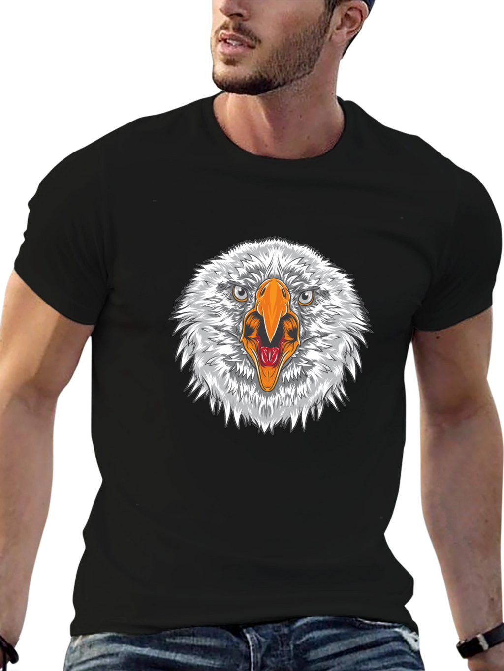 Eagle Head Graphic Black T-Shirt