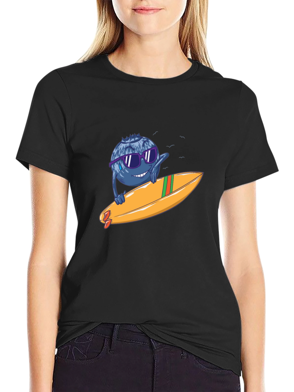 Blueberry Surfer Graphic Tee - Black
