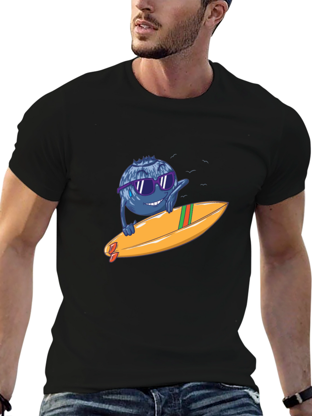 Blueberry Surfer Graphic Tee - Black