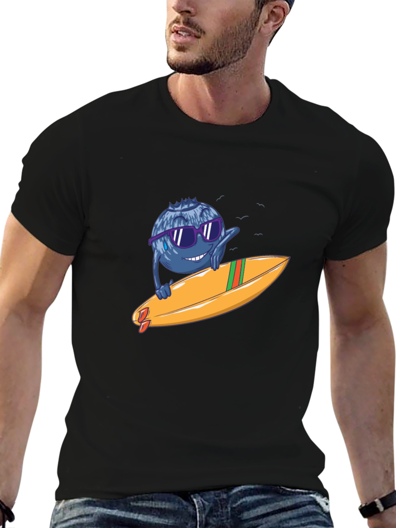 Blueberry Surfer Graphic Tee - Black