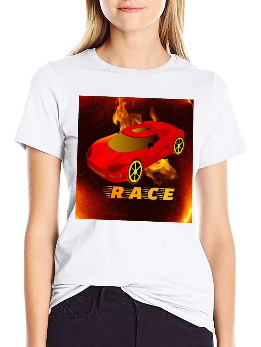Race Car T-Shirt - Fiery Design