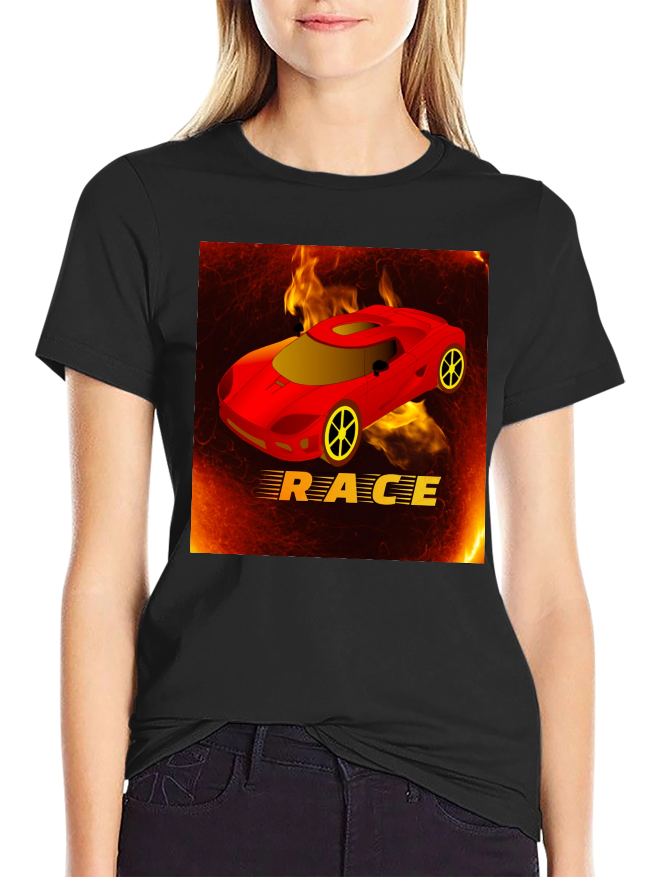 Race Car T-Shirt - Fiery Design