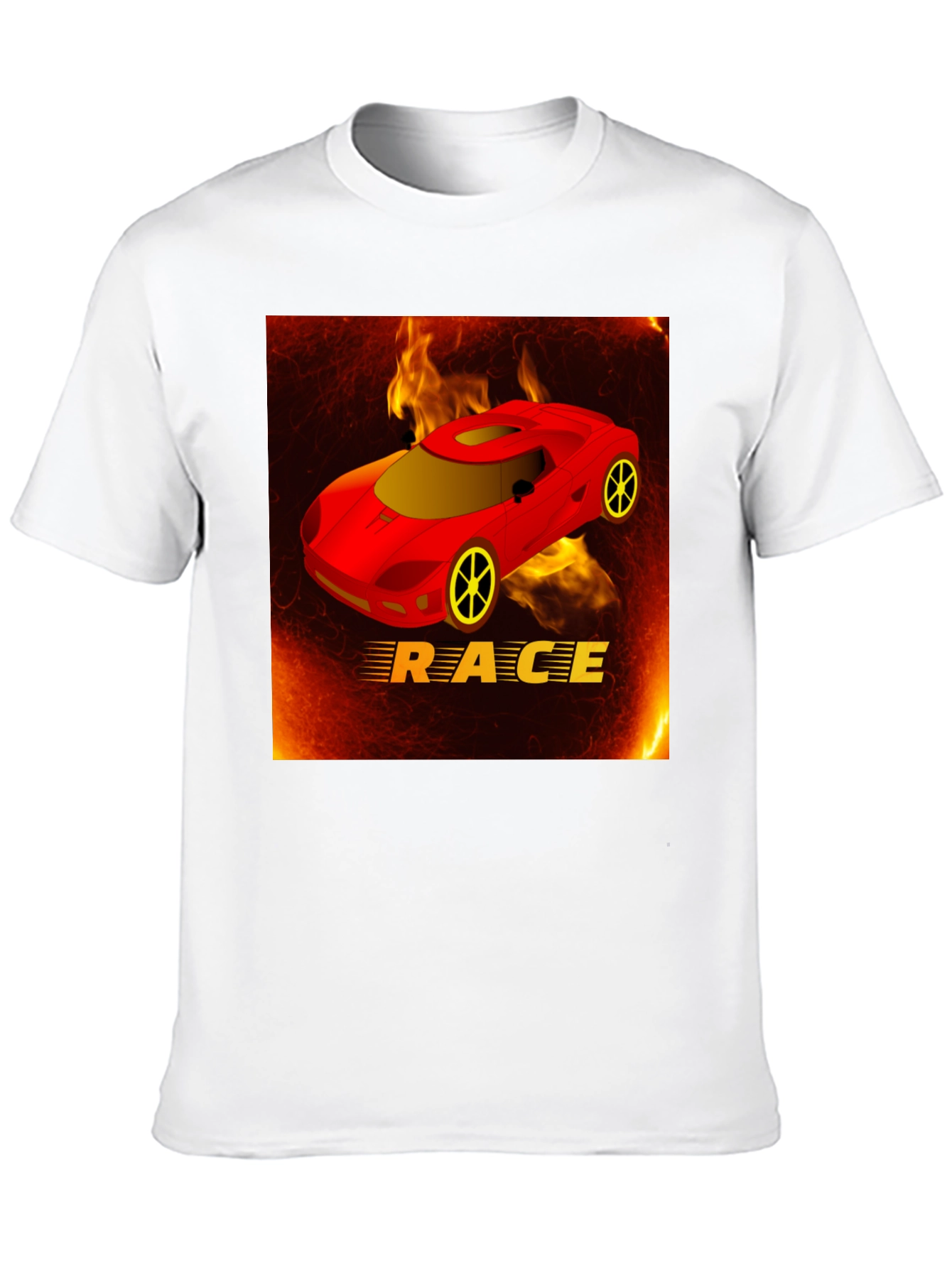 Race Car T-Shirt - Fiery Design