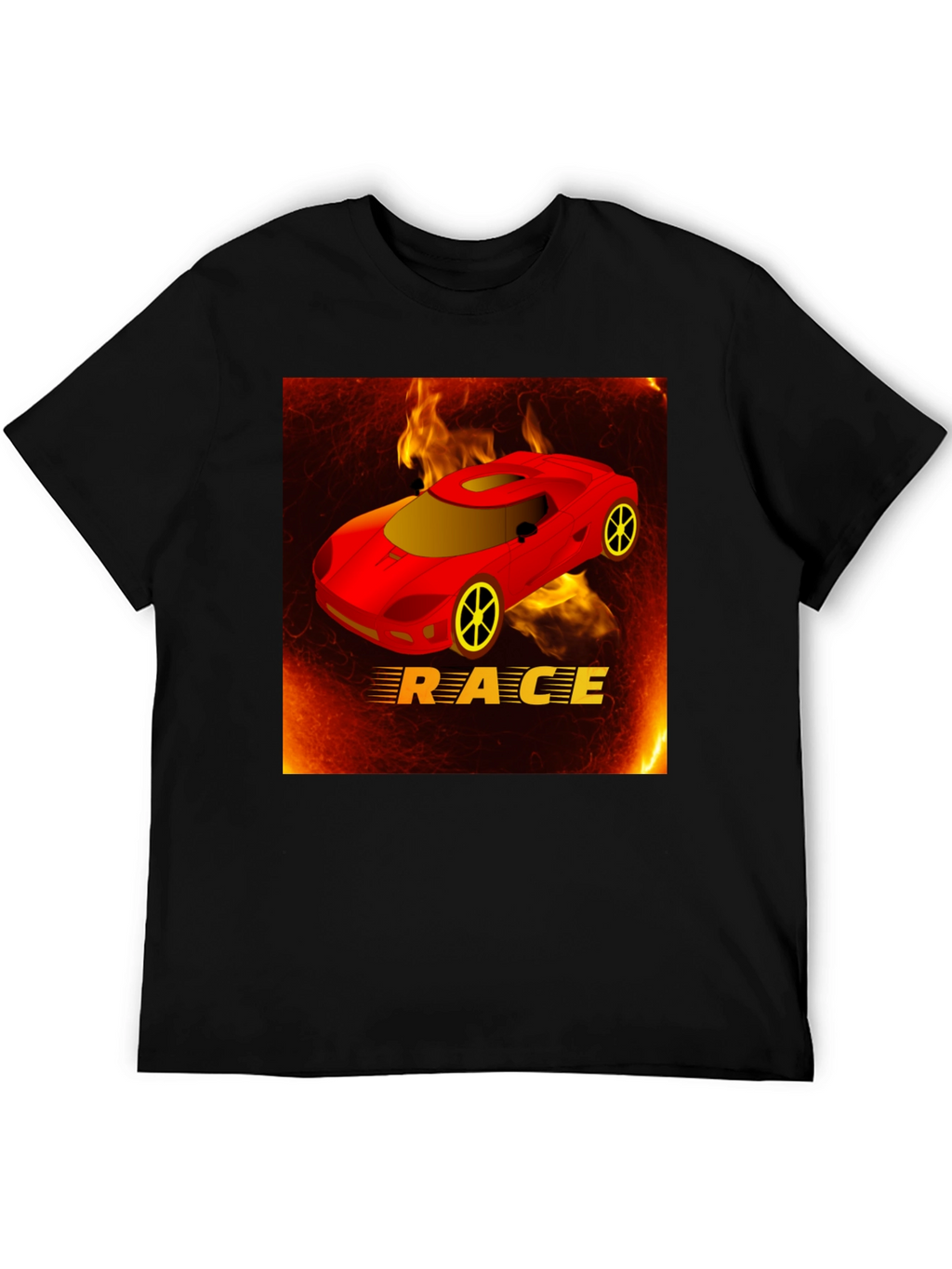 Race Car T-Shirt - Fiery Design