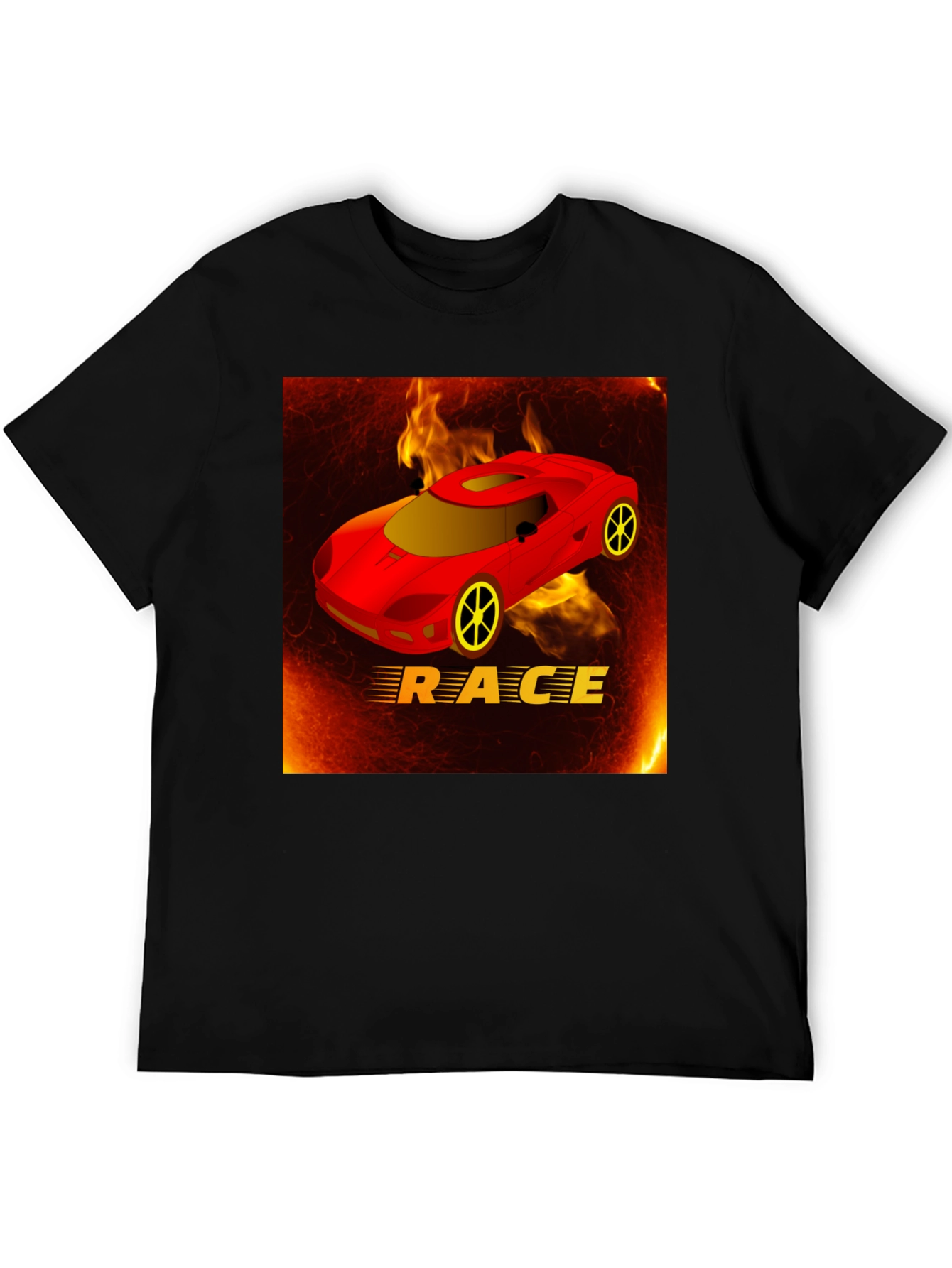 Race Car T-Shirt - Fiery Design
