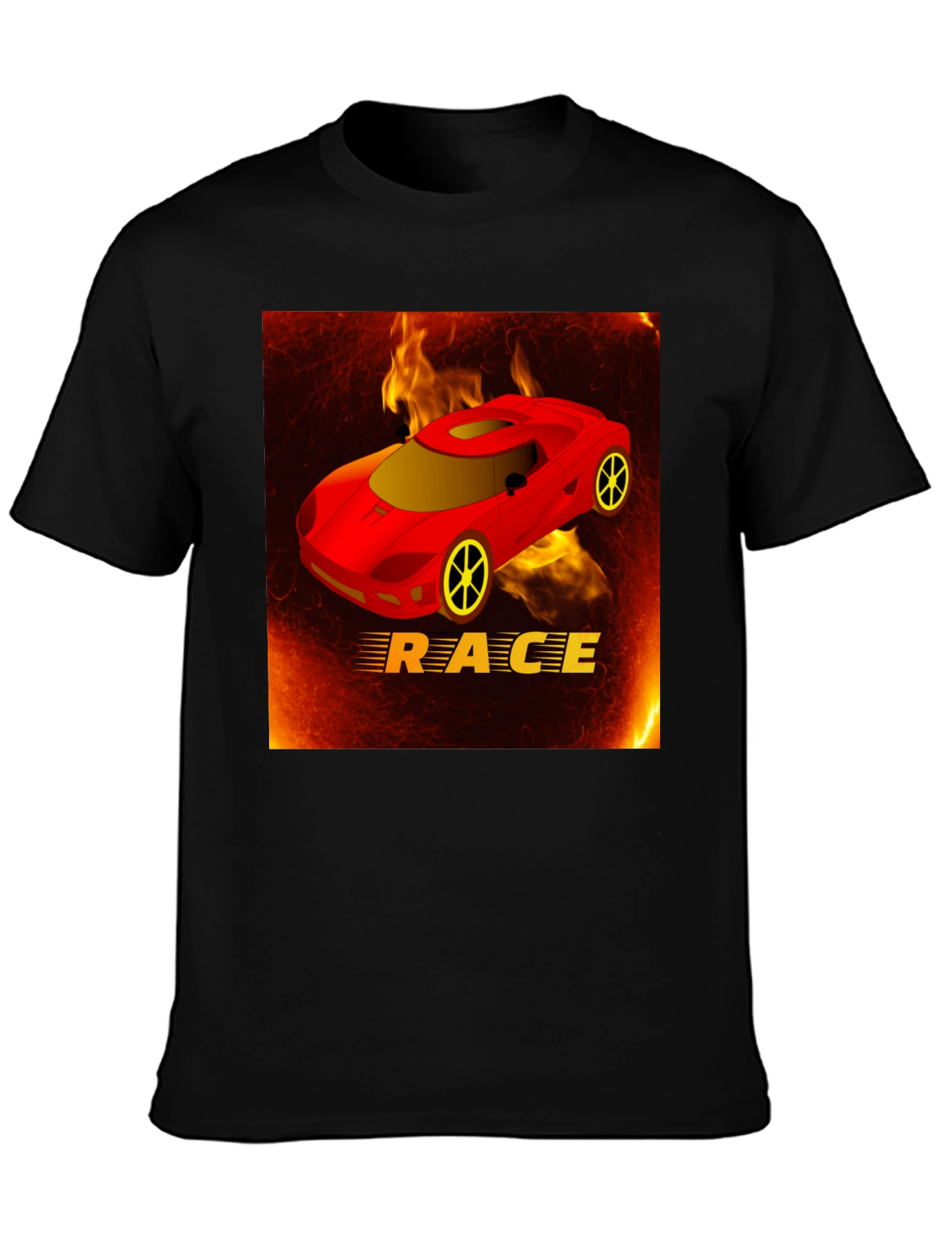 Race Car T-Shirt - Fiery Design