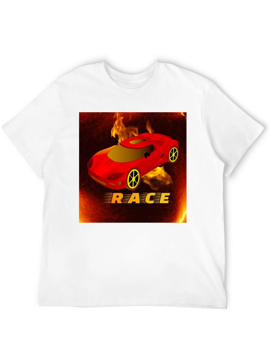 Race Car T-Shirt - Fiery Design