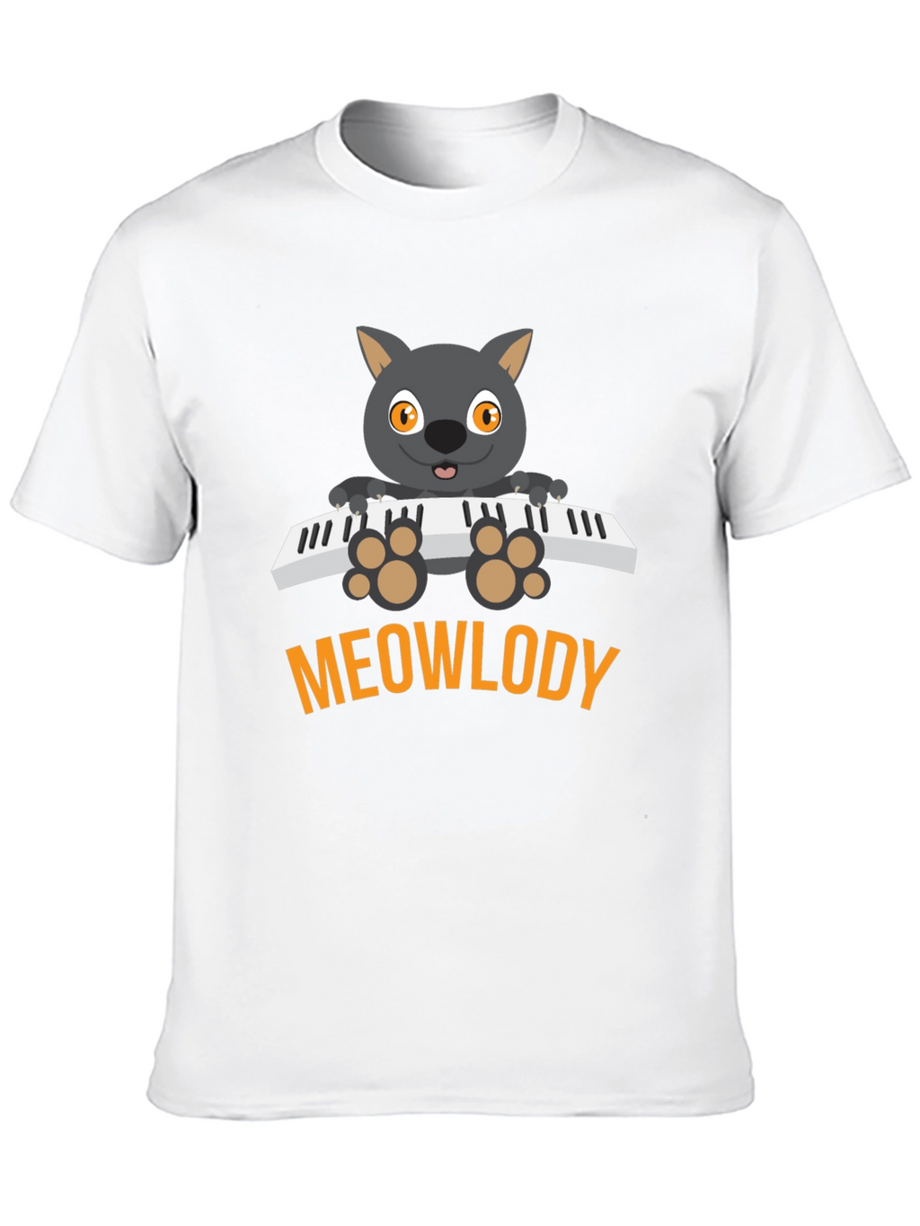 Meowlody Cat Playing Piano Black Graphic Tee