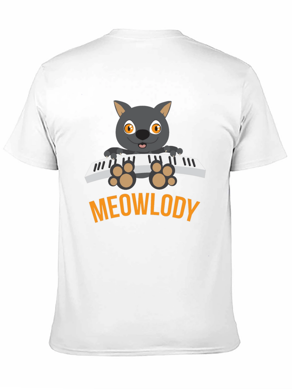 Meowlody Cat Playing Piano Black Graphic Tee