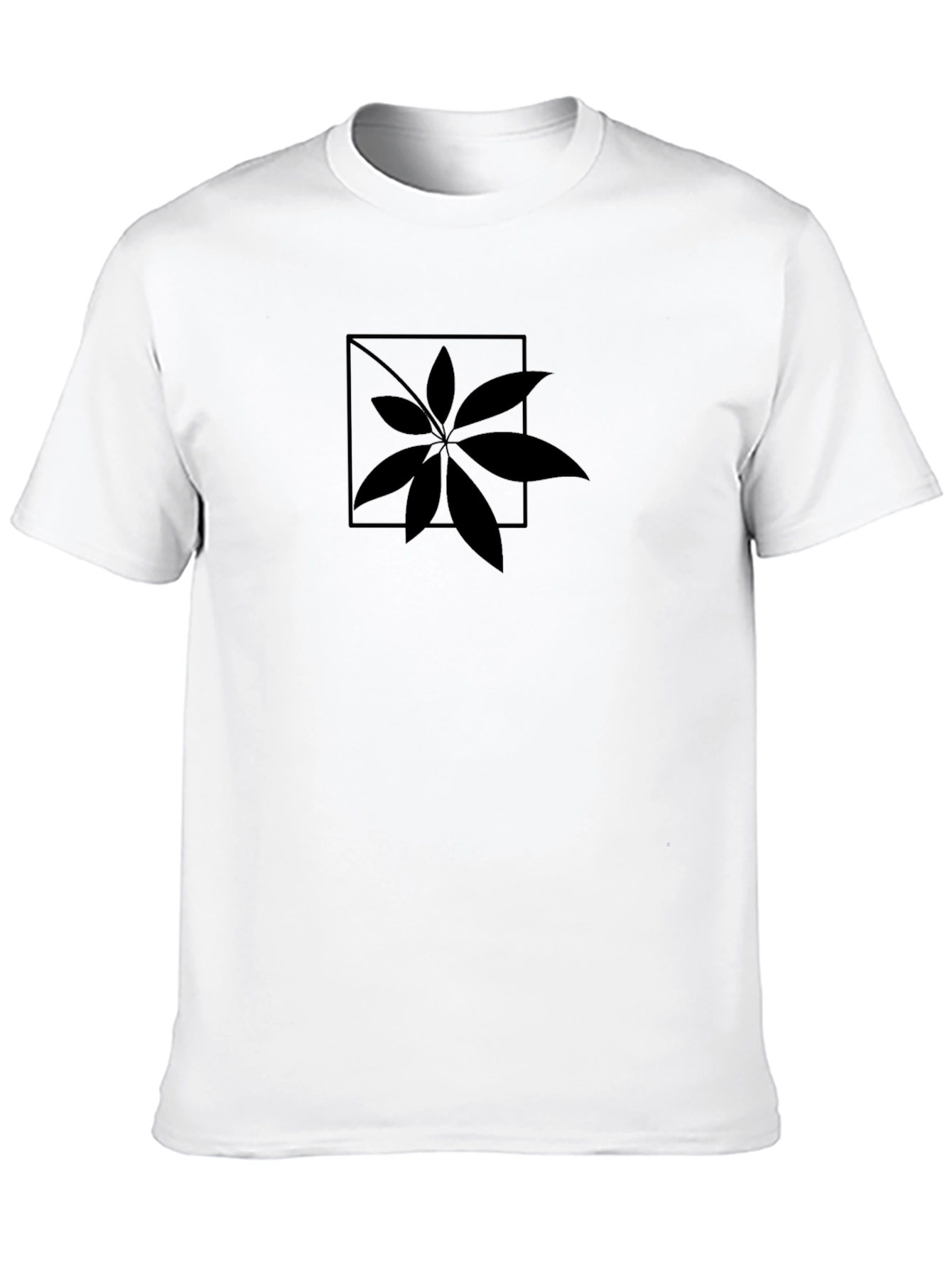 Stylish Black Leaf Graphic T-Shirt