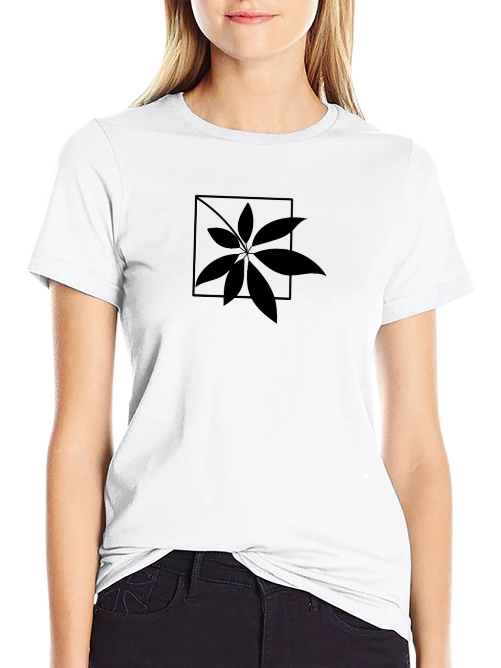 Stylish Black Leaf Graphic T-Shirt
