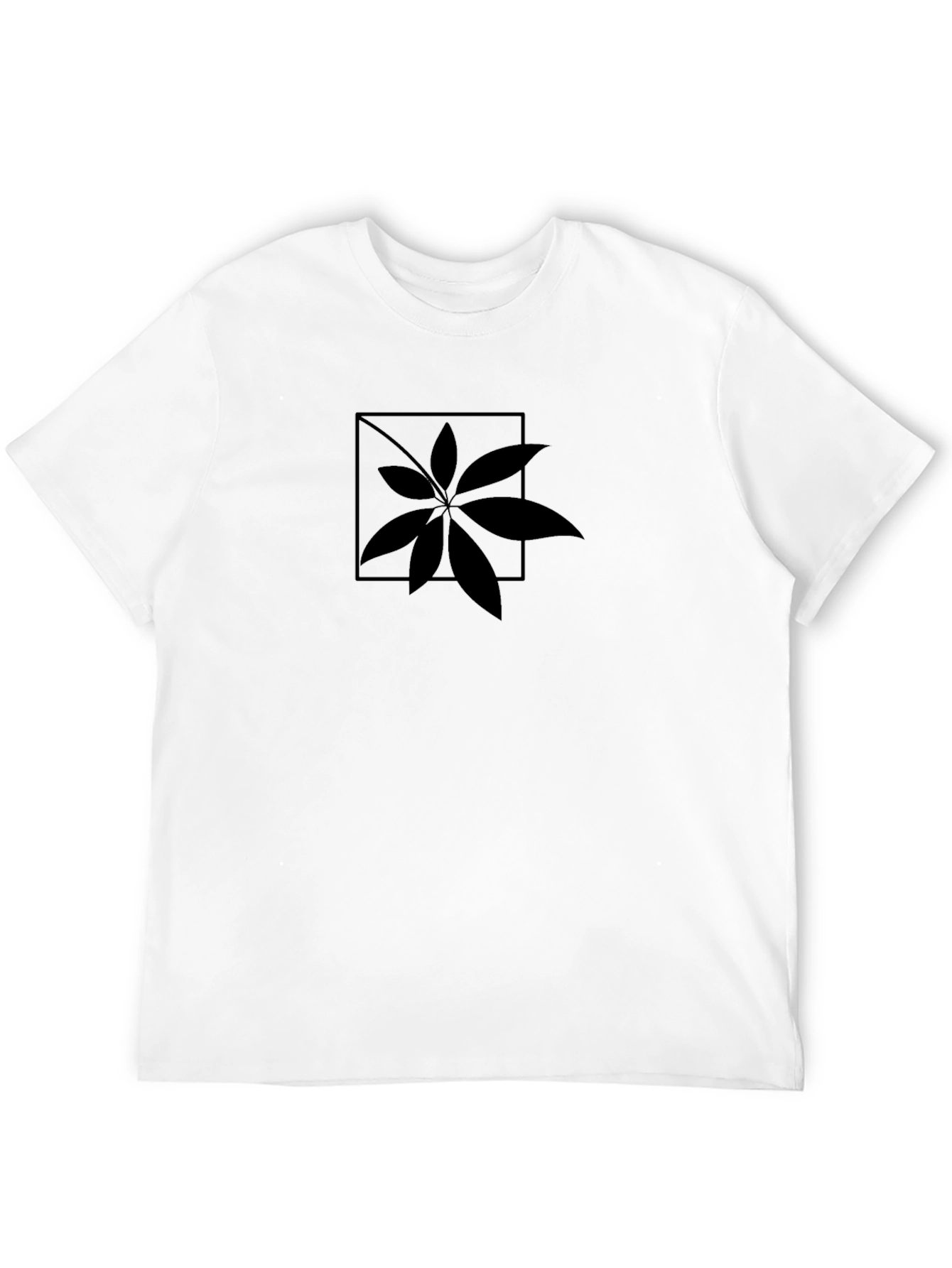 Stylish Black Leaf Graphic T-Shirt
