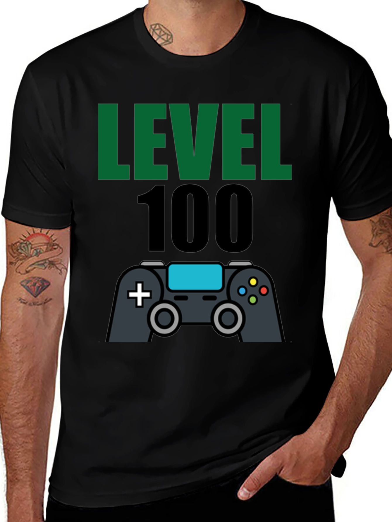 Level 100 Gamer T-Shirt - Black Cotton Tee