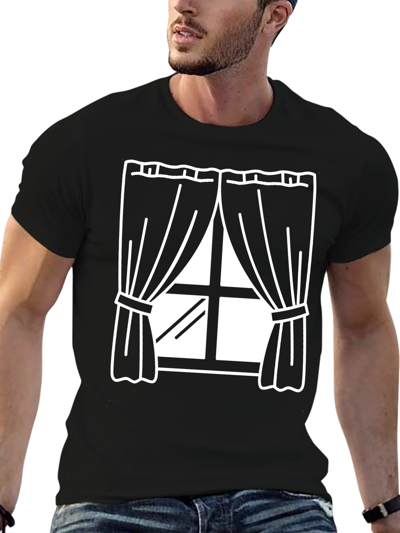 Window Graphic T-Shirt - Black Cotton Tee
