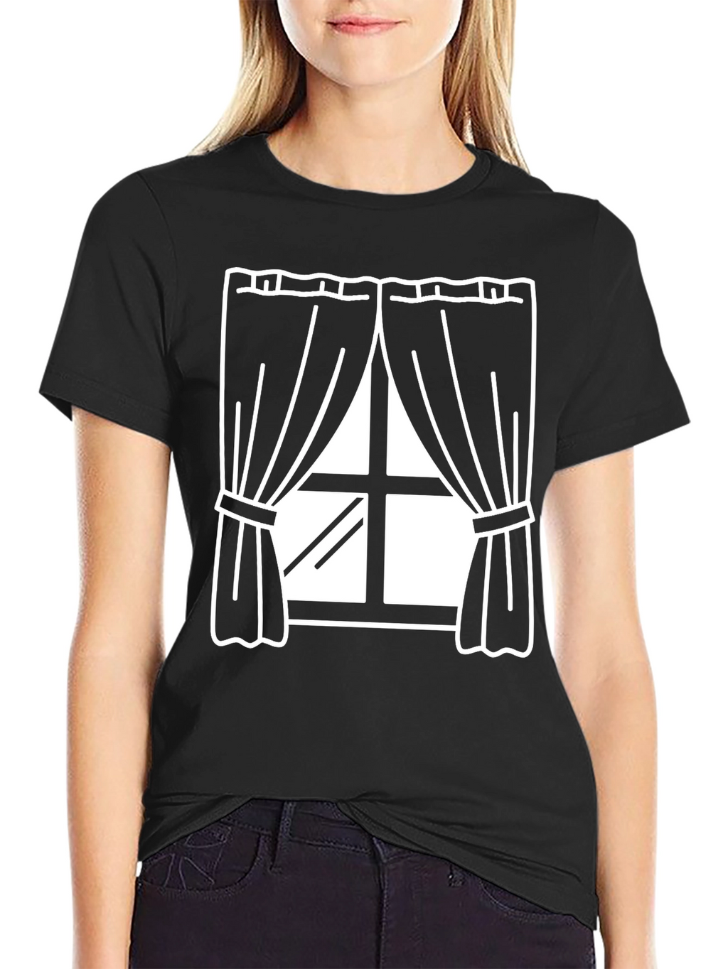 Window Graphic T-Shirt - Black Cotton Tee