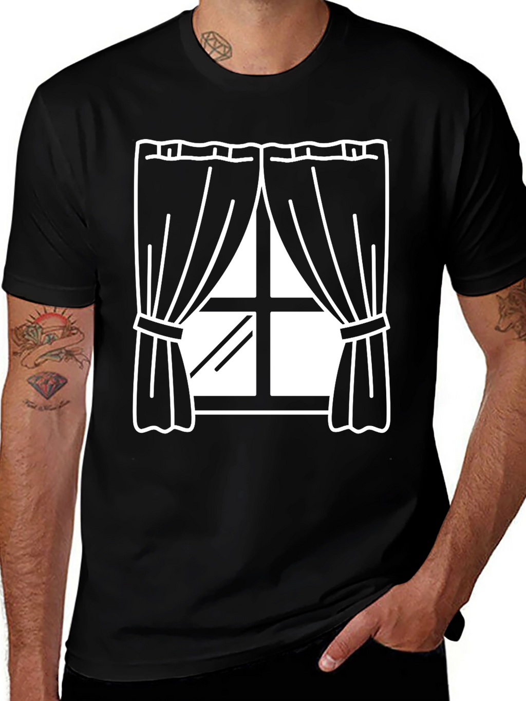 Window Graphic T-Shirt - Black Cotton Tee